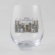 Bury Me Above Ground Stemless Wine Glass with New Orleans Cemetery Art by Denise Gallagher
