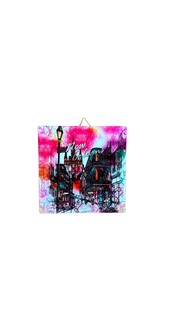 New Orleans Pink Pastel Scenes Ceremic Tile/Coaster