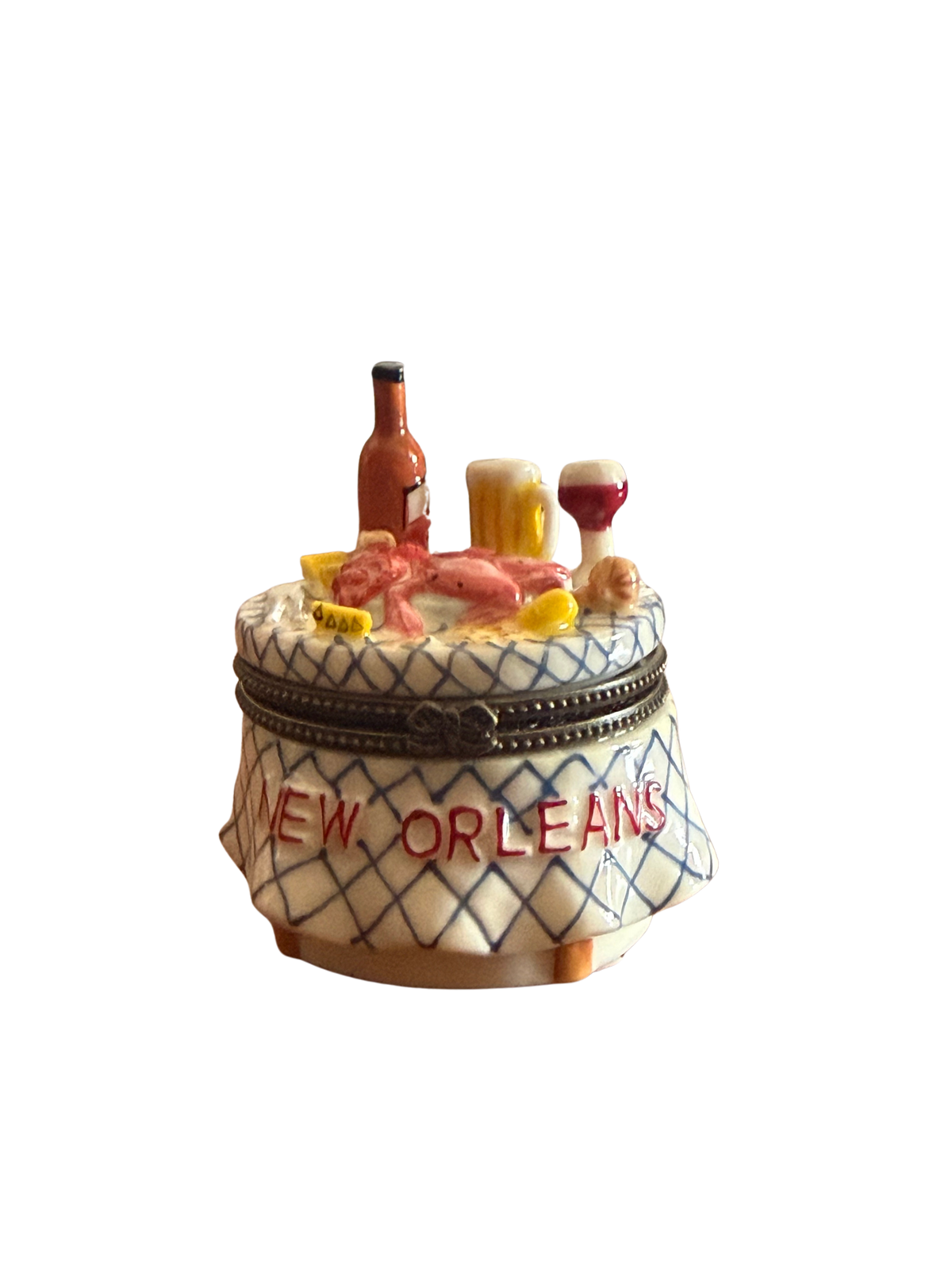 New Orleans Seafood Table Porcelain Trinket Box