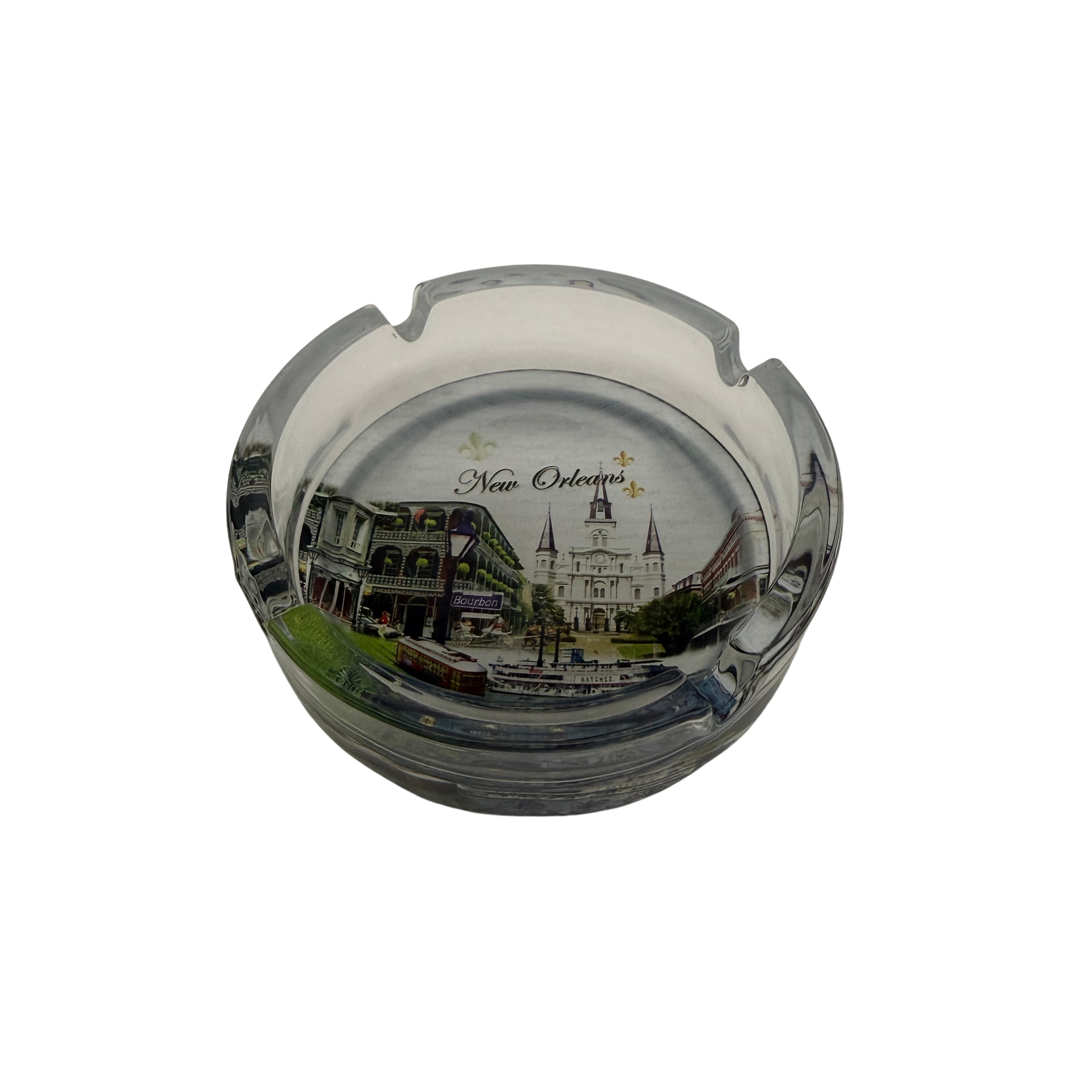 New Orleans Blue Skyline Glass Ashtray