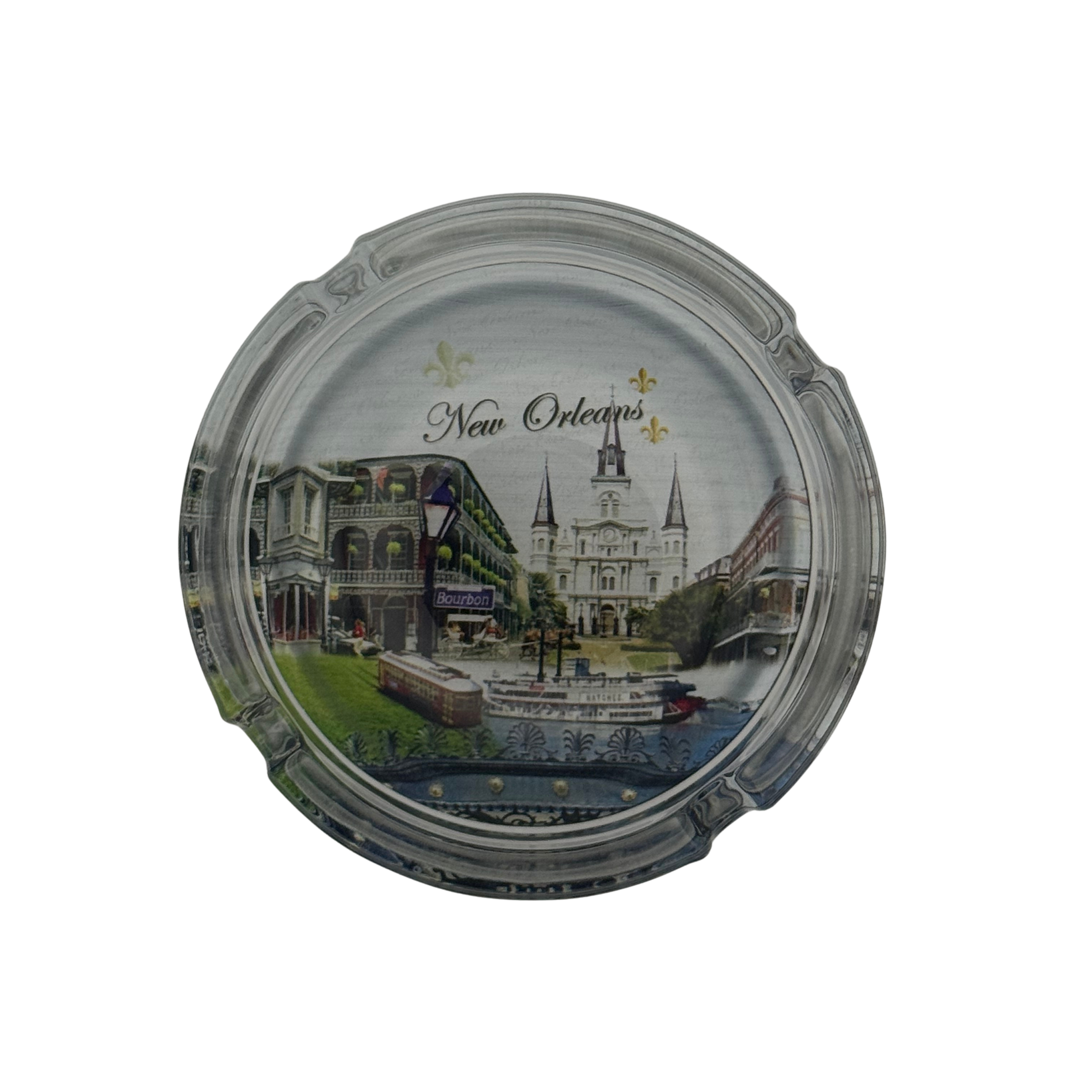 New Orleans Blue Skyline Glass Ashtray