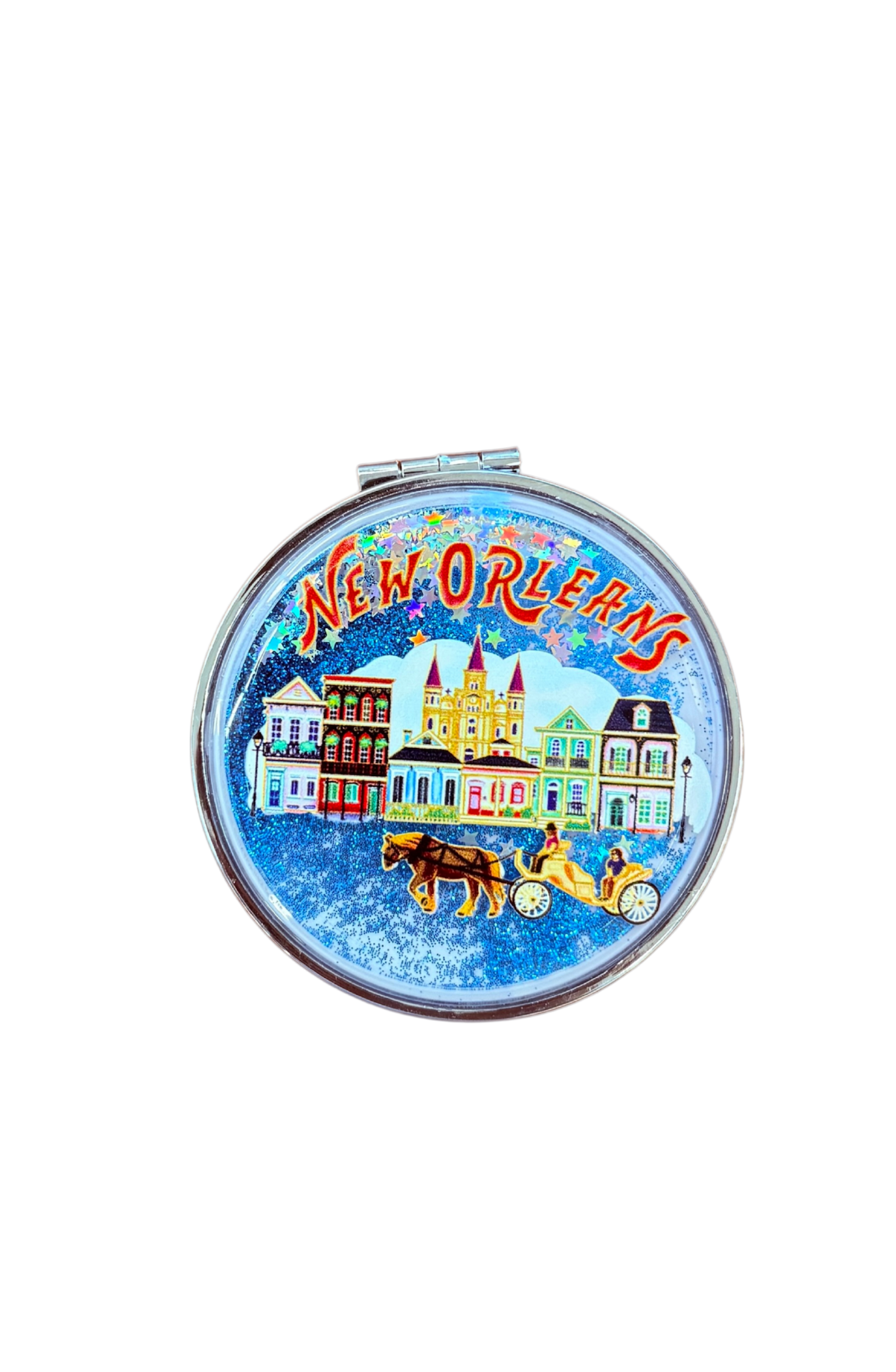 New Orleans Historic Houses Glitter Compact Mirror