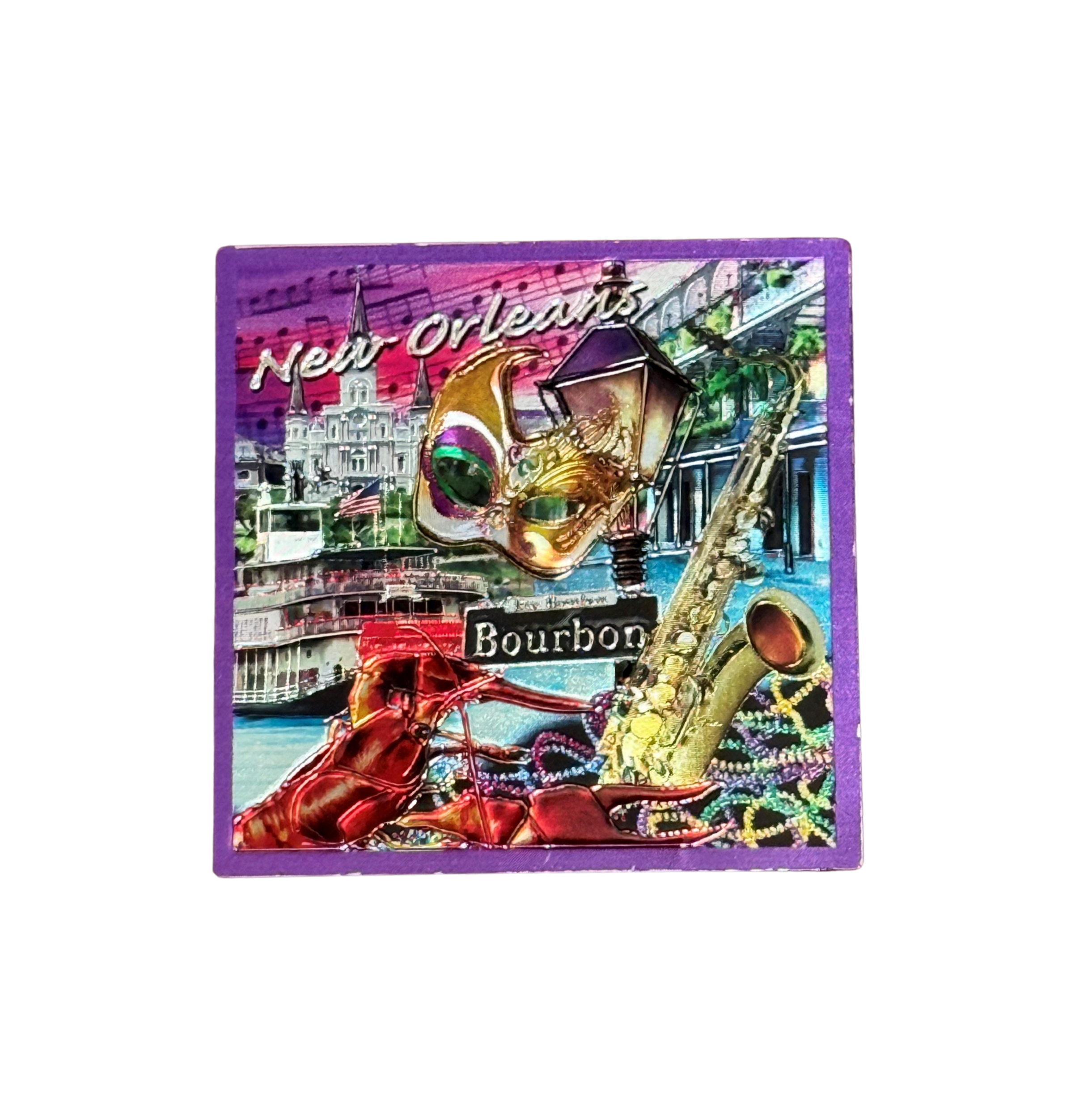 New Orleans Foil Collage Magnet
