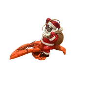Santa Riding Crawfish Ornament in Black