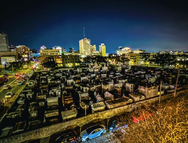 Night Falls on St. Louis Cemetery No. 1 – 4x6" Matted Photograph (Signed Mat)