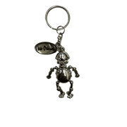 Silver Metallic New Orleans Skeleton Keychain with Articulating Limbs