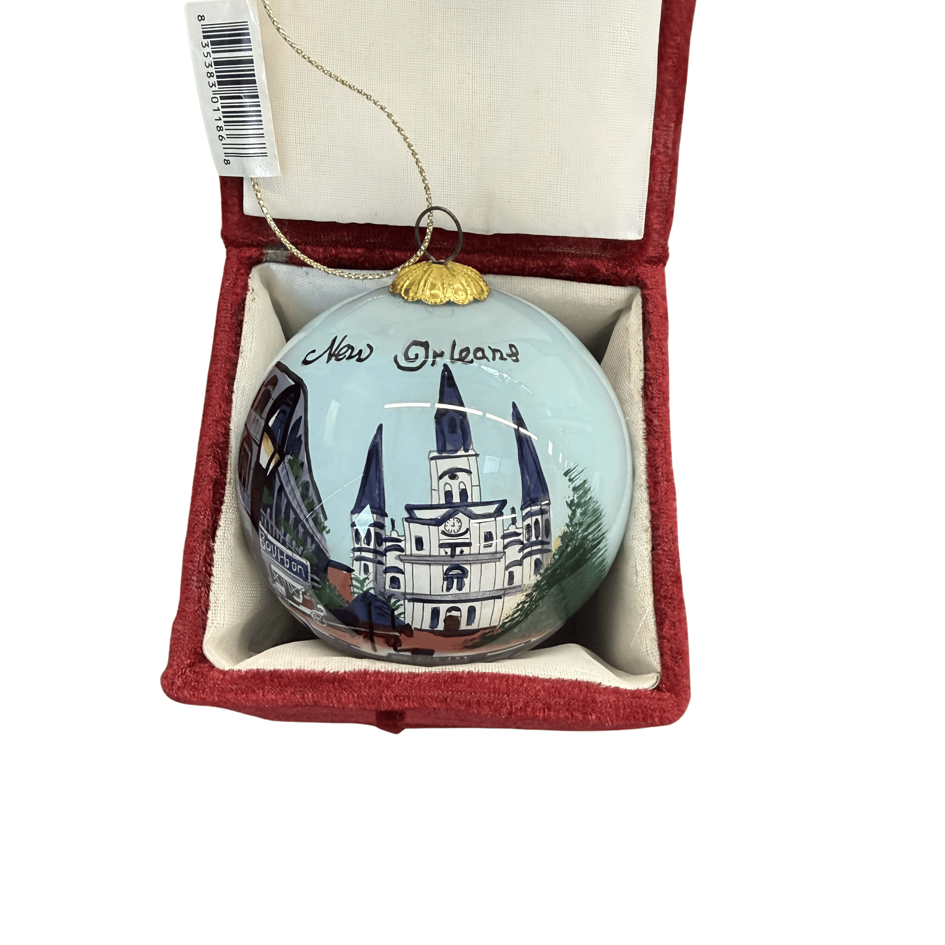 St. Louis Cathedral  Glass Ornament in Red Velvet Box (OR 36)