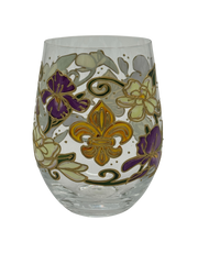 Floral Stemless Wine Glass