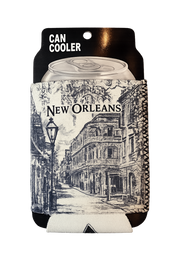 Can cooler with New Orleans-themed design on a white background