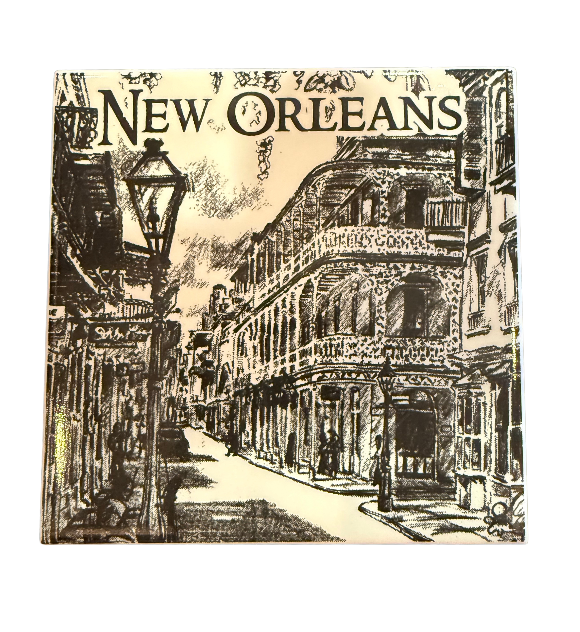 New Orleans French Quarter Street Scene Ceramic Tile