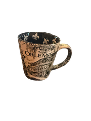 New Orleans Street Scene Ceramic Mug with Fleur-de-Lis Interior
