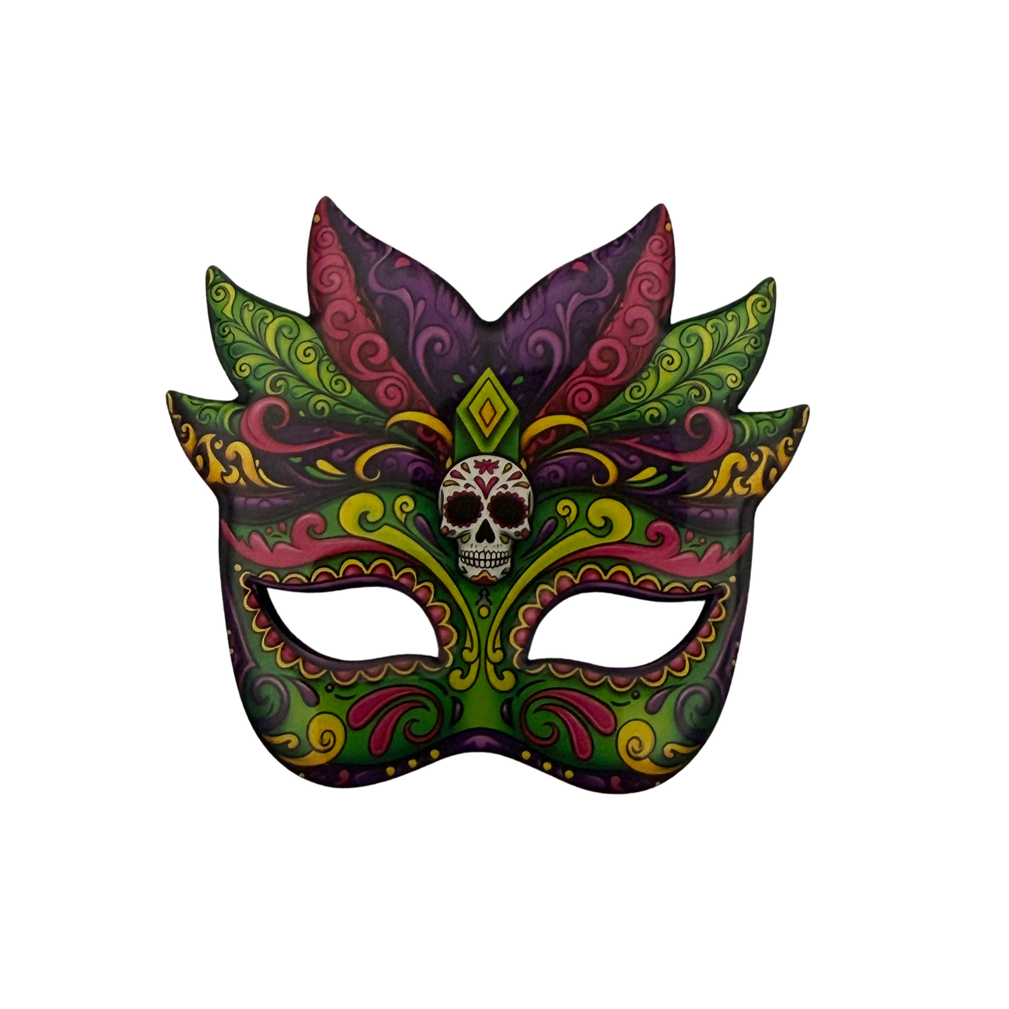 Sugar Skull Mardi Gras Mask Magnet