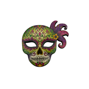 Sugar Skull with Feathers Magnet