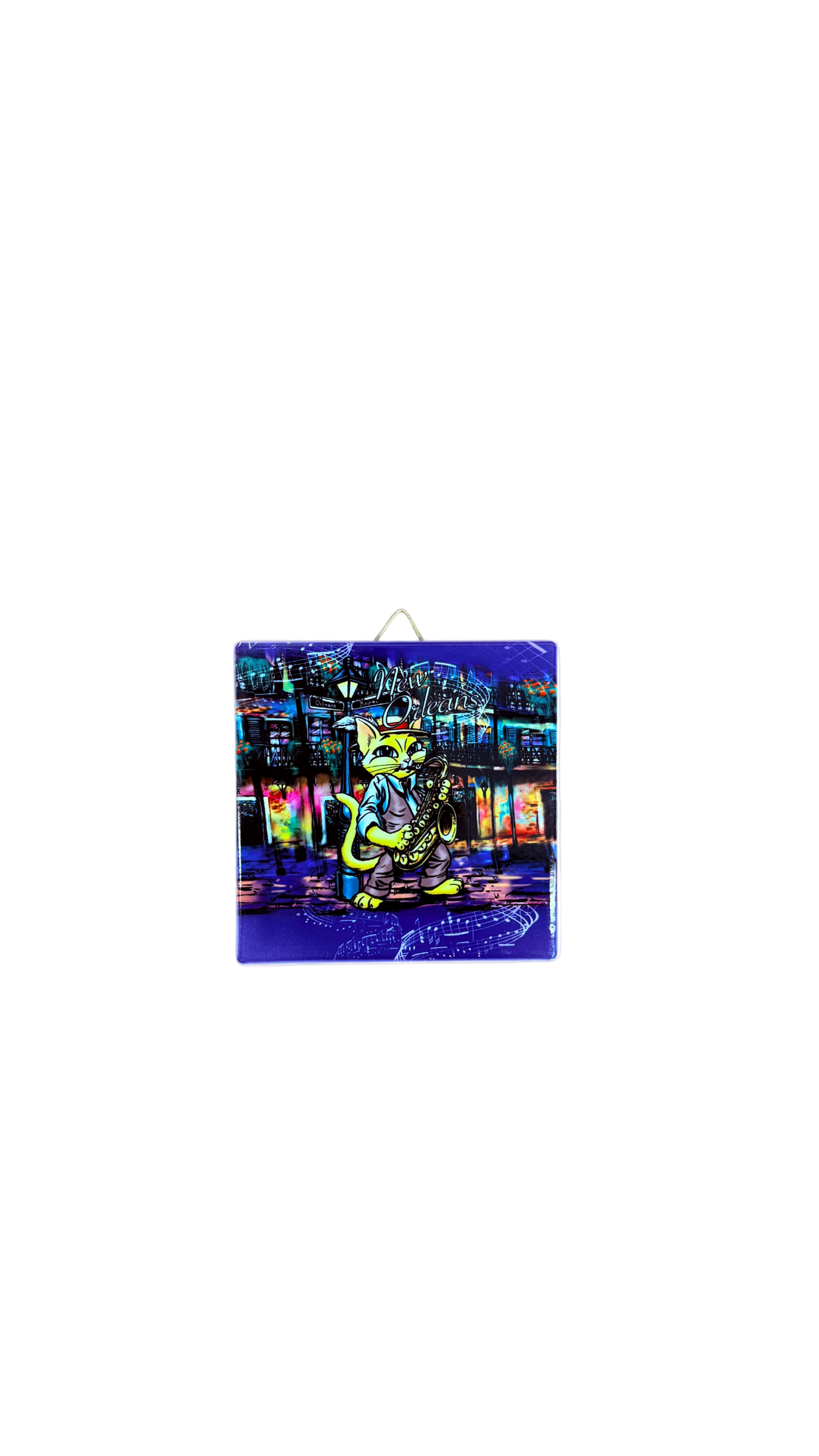 New Orleans SAX CAT Ceremic Tile/Coaster