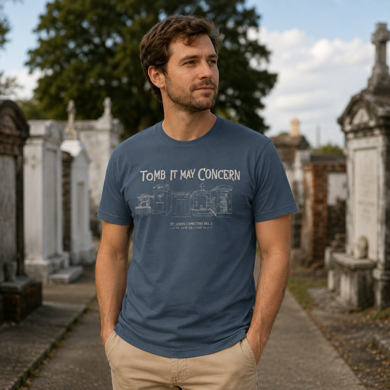 Indigo Tomb It May Concern St. Louis Cemetery No. 1 T-Shirt