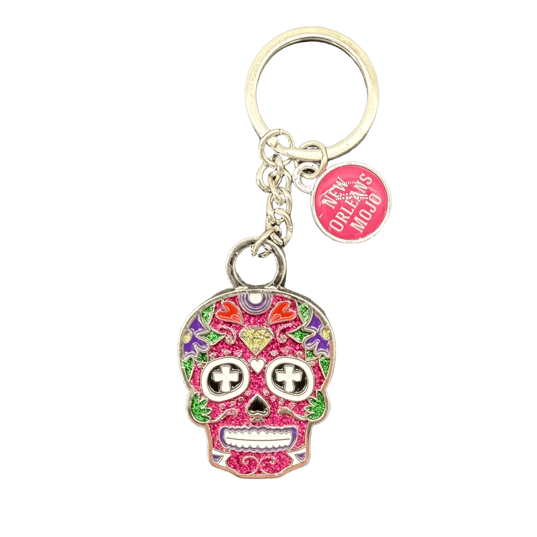 Voodoo Skull Keychain with New Orleans Mojo Charm