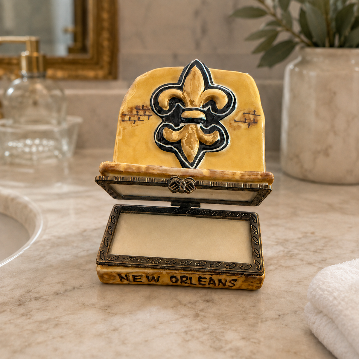 New Orleans Fleur-de-Lis Porcelain Trinket Box