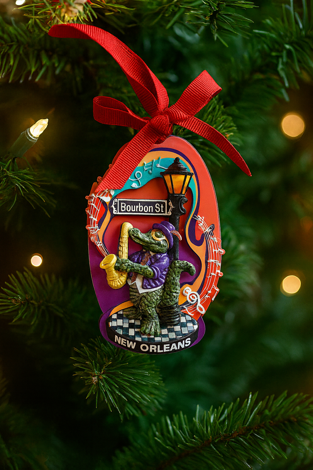 Saxophone Alligator Bourbon Street 3-D Ornament