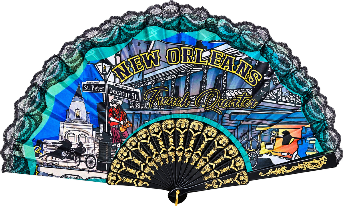 New Orleans French Quarter Folding Hand Fan