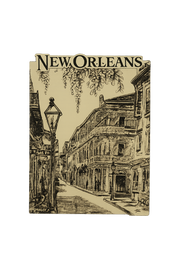 New Orleans Street Scene Wood Raised Magnet