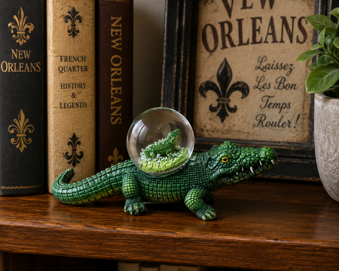 New Orleans Alligator Water Globe Figurine