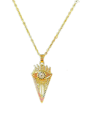 Evil Eye Rainbow Crystal Triangle Pendant