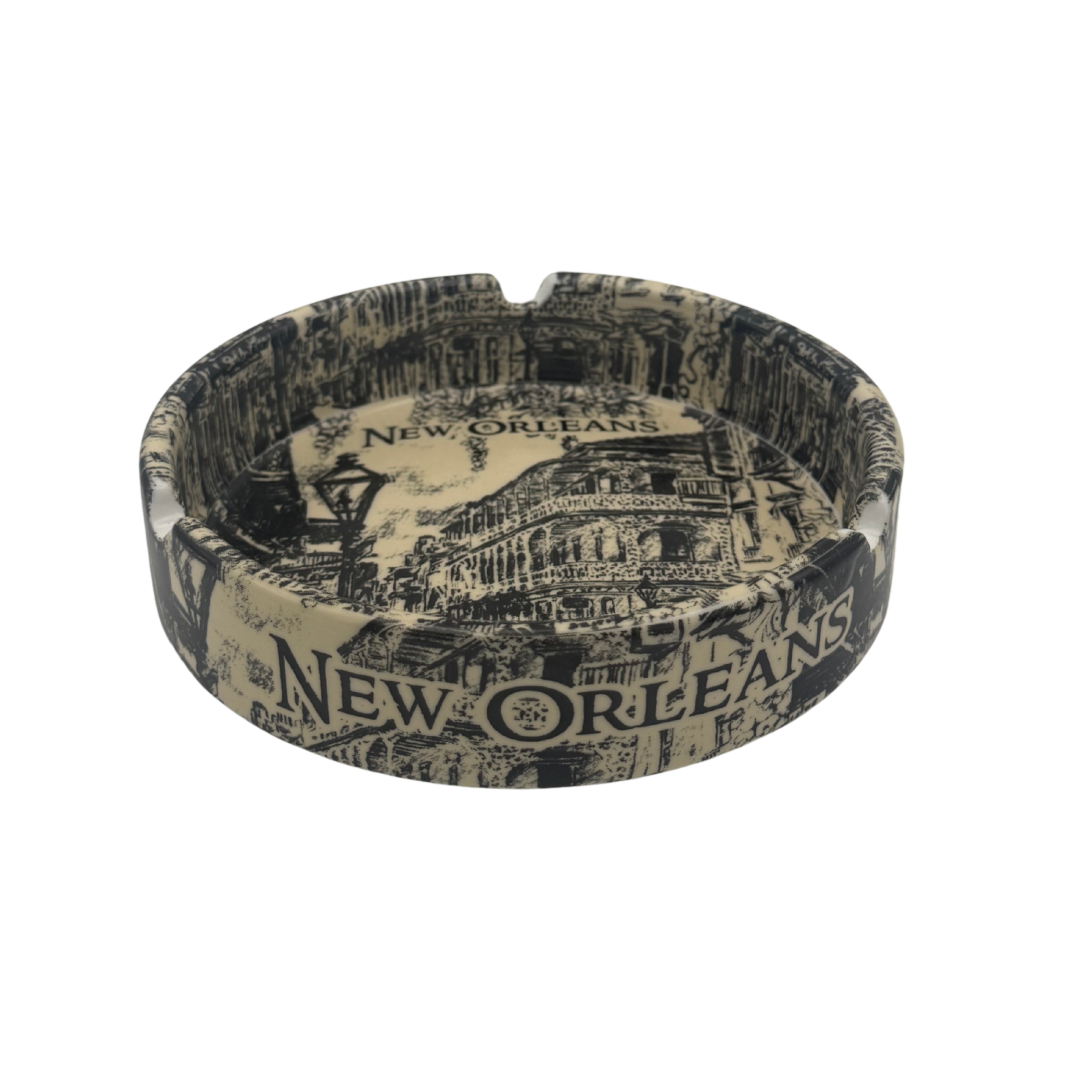 New Orleans French Quarter Street Scene Ceramic Ashtray