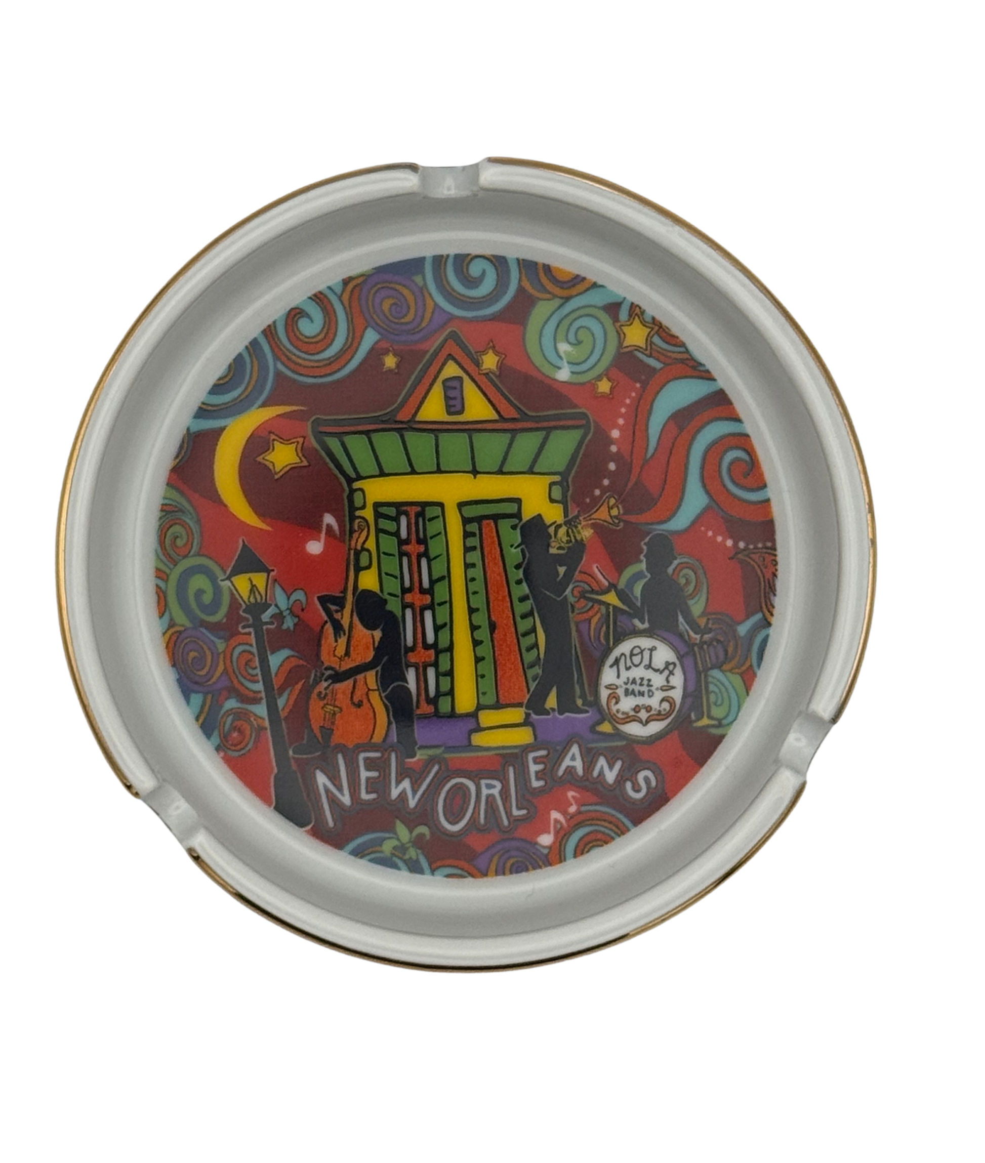 Colorful New Orleans-themed design on a white background